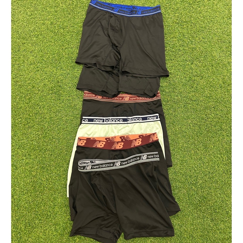 New Balance Mens Boxer Briefs Set of 5 Performance Trunks Black Multi Size Small
